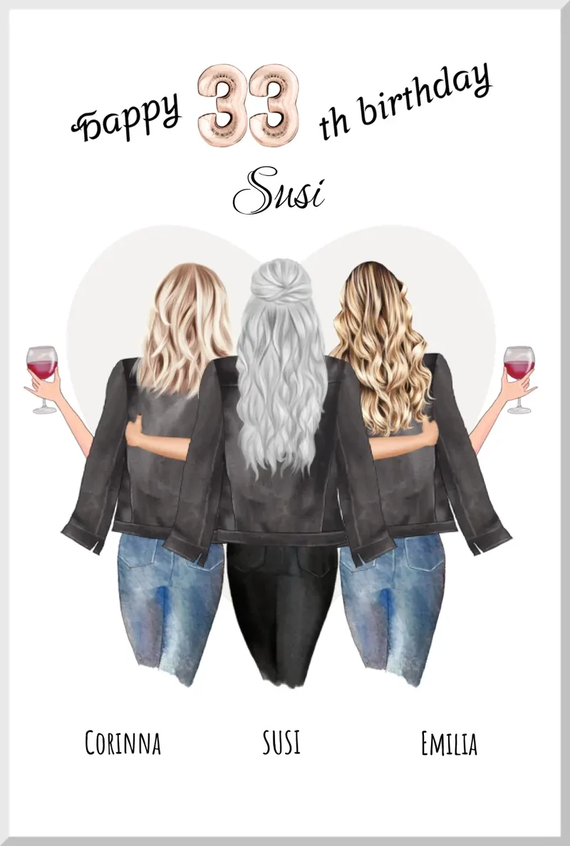Geschenk für Freundin zum 33. Geburtstag mit Namen & Spruch