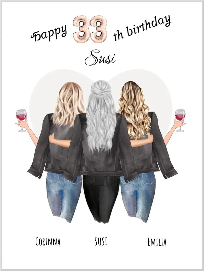 Geschenk für Freundin zum 33. Geburtstag mit Namen & Spruch