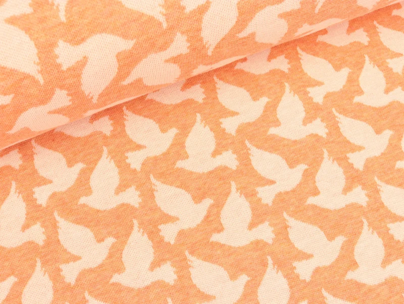 Reststück 36cm - Hamburger Liebe 2 Farb-Jacquardjersey Melange Doves Fly patio-weiß