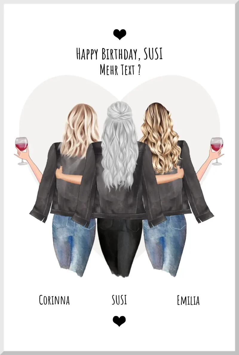 Poster „3 Beste Freundinnen“ Bild personalisiert