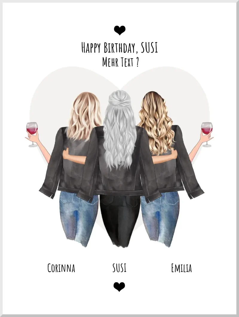 Poster „3 Beste Freundinnen“ Bild personalisiert