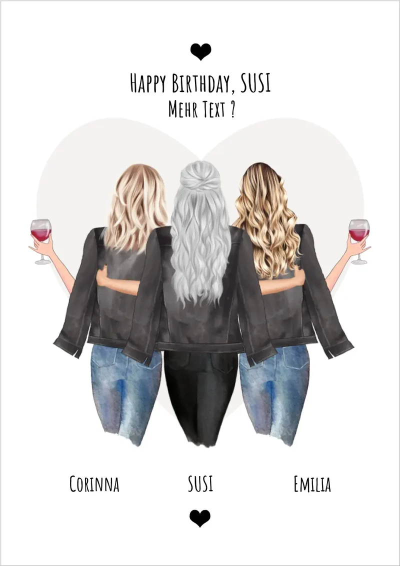 Poster „3 Beste Freundinnen“ Bild personalisiert