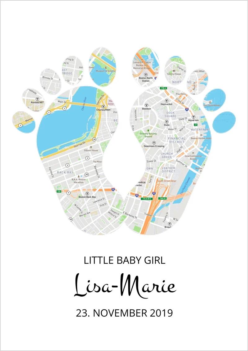 Personalisiertes Geschenk Geburt Baby Poster - Geburtsgeschenk & Taufgeschenk