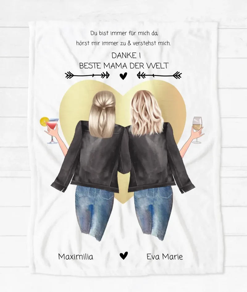 Kuscheldecke personalisiert für Mama – Geschenkidee mit Namen & Motiv - Geschenk Mutter Tochter, Geburtstagsgeschenk, Weihnachtsgeschenk, Muttertaggeschenk