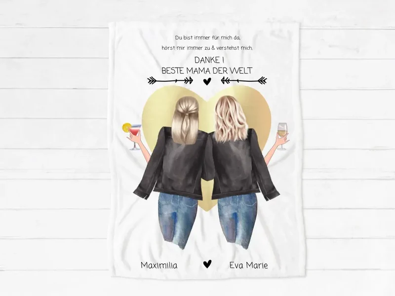 Kuscheldecke personalisiert für Mama – Geschenkidee mit Namen & Motiv - Geschenk Mutter Tochter, Geburtstagsgeschenk, Weihnachtsgeschenk, Muttertaggeschenk