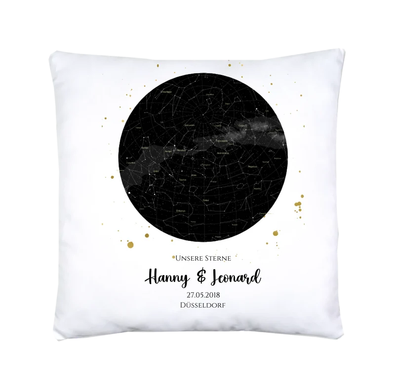 Hochzeitsgeschenk Just Married | Personalisierter Bettbezug Kreis | Geschenk zur Hochzeit, Valentin, Liebe im Sternkarte/Sternenhimmel Design