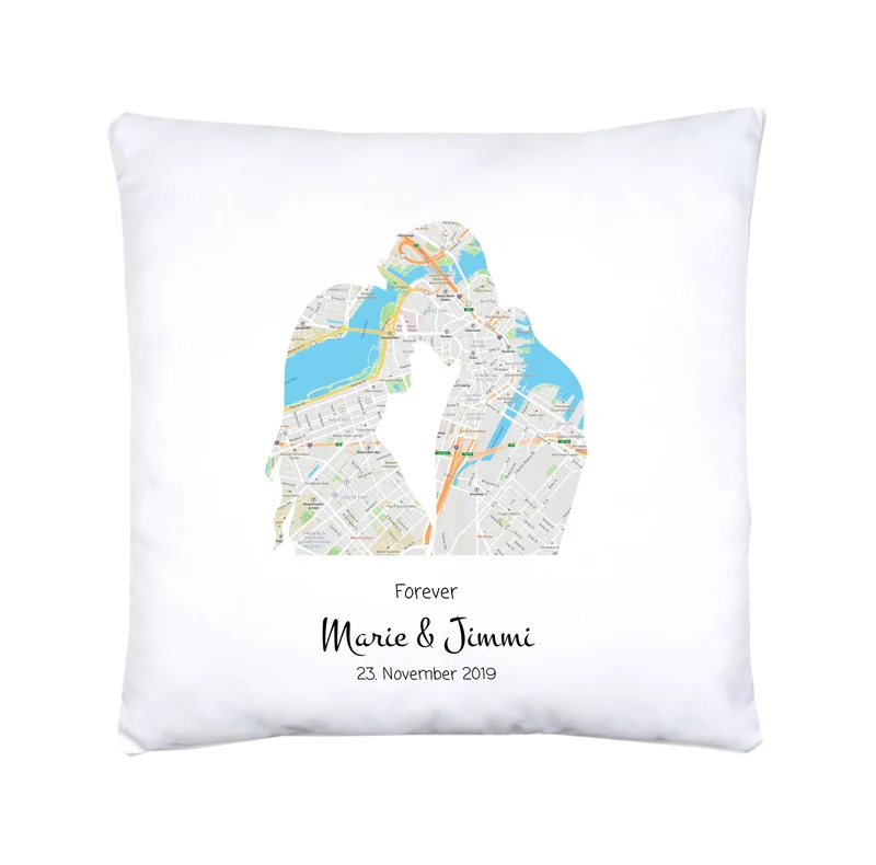 Personalisierte Bettwäsche Hochzeitsgeschenk – Liebespaar & Stadtkarte Forever Design