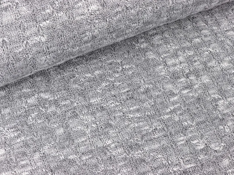 Reststück 43cm - Leichter Strickstoff Annalena Lochmuster hellgrau meliert