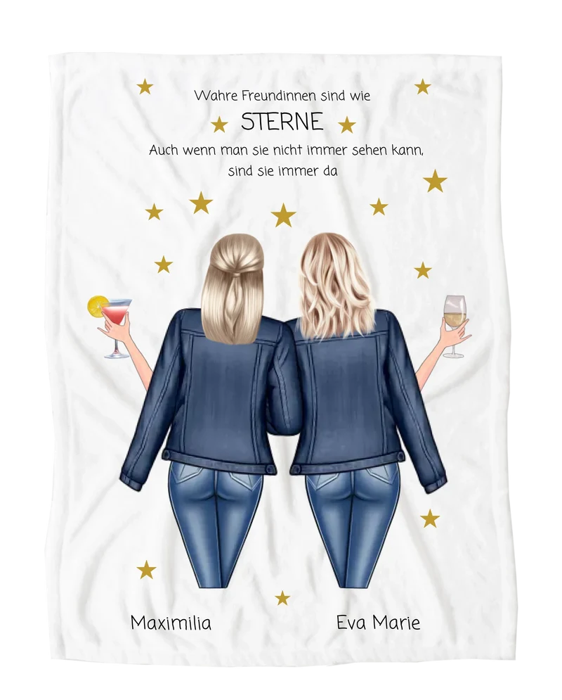 Beste Freundin Geschenk warme Kuscheldecke - Personalisiertes Freundinnen Geschenk