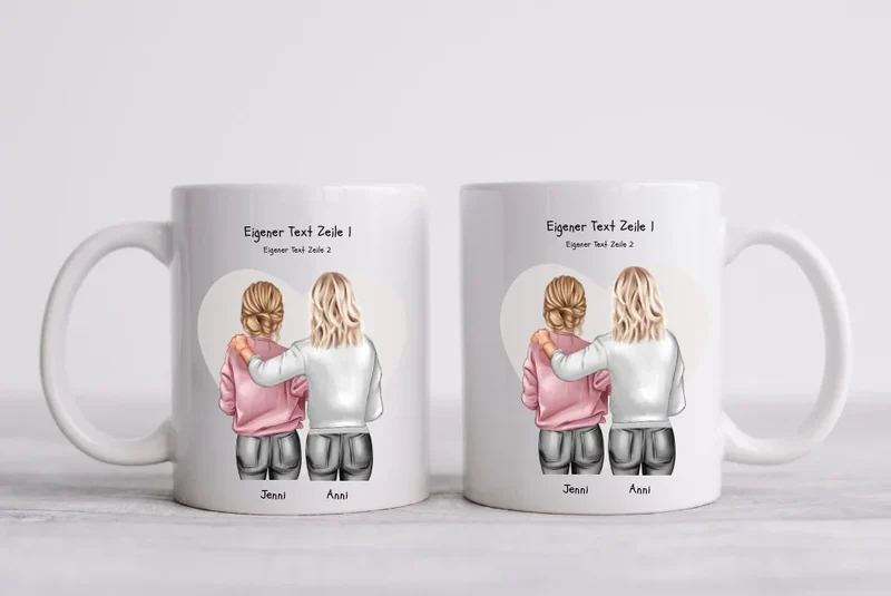 Personalisierte Tasse - Geschenk für Schwester, Mutter & Tochter & Kollegin