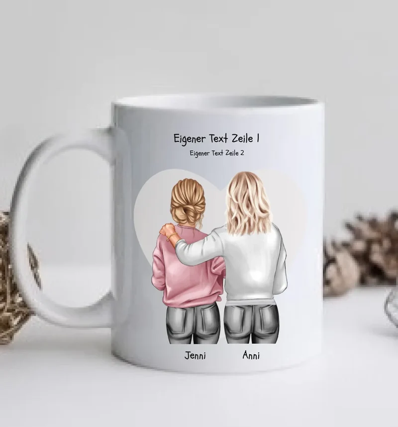 Personalisierte Tasse - Geschenk für Schwester, Mutter & Tochter & Kollegin