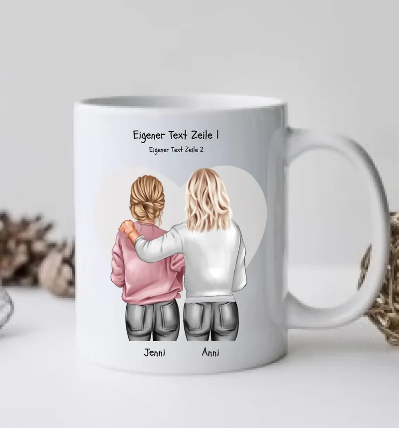 Personalisierte Tasse - Geschenk für Schwester, Mutter & Tochter & Kollegin