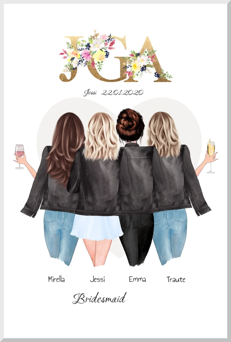 Junggesellinnenabschied Poster – Personalisiertes Geschenk für die Braut & Freundinnen