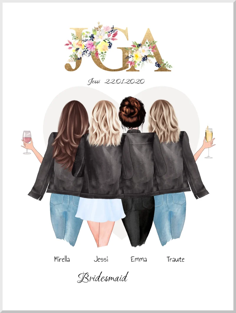 Junggesellinnenabschied Poster – Personalisiertes Geschenk für die Braut & Freundinnen