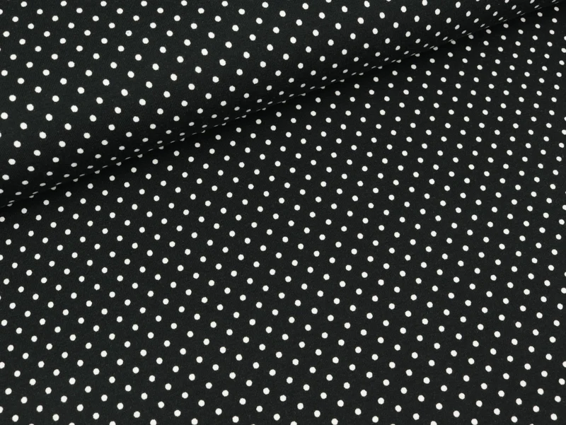 Reststück 34cm - Baumwolljersey Dots Jerseydots schwarz
