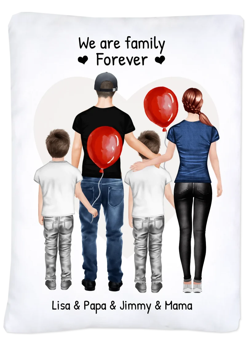 Personalisiertes Geschenk Bettwäsche, Bettbezug Familie, Mama, Papa, 2 Kinder