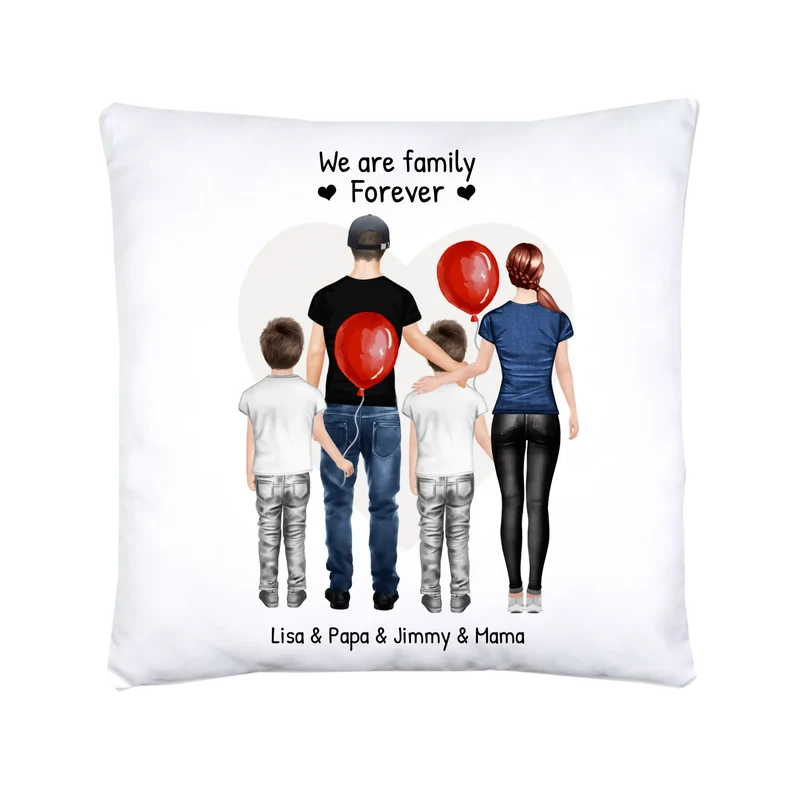 Personalisiertes Geschenk Bettwäsche, Bettbezug Familie, Mama, Papa, 2 Kinder