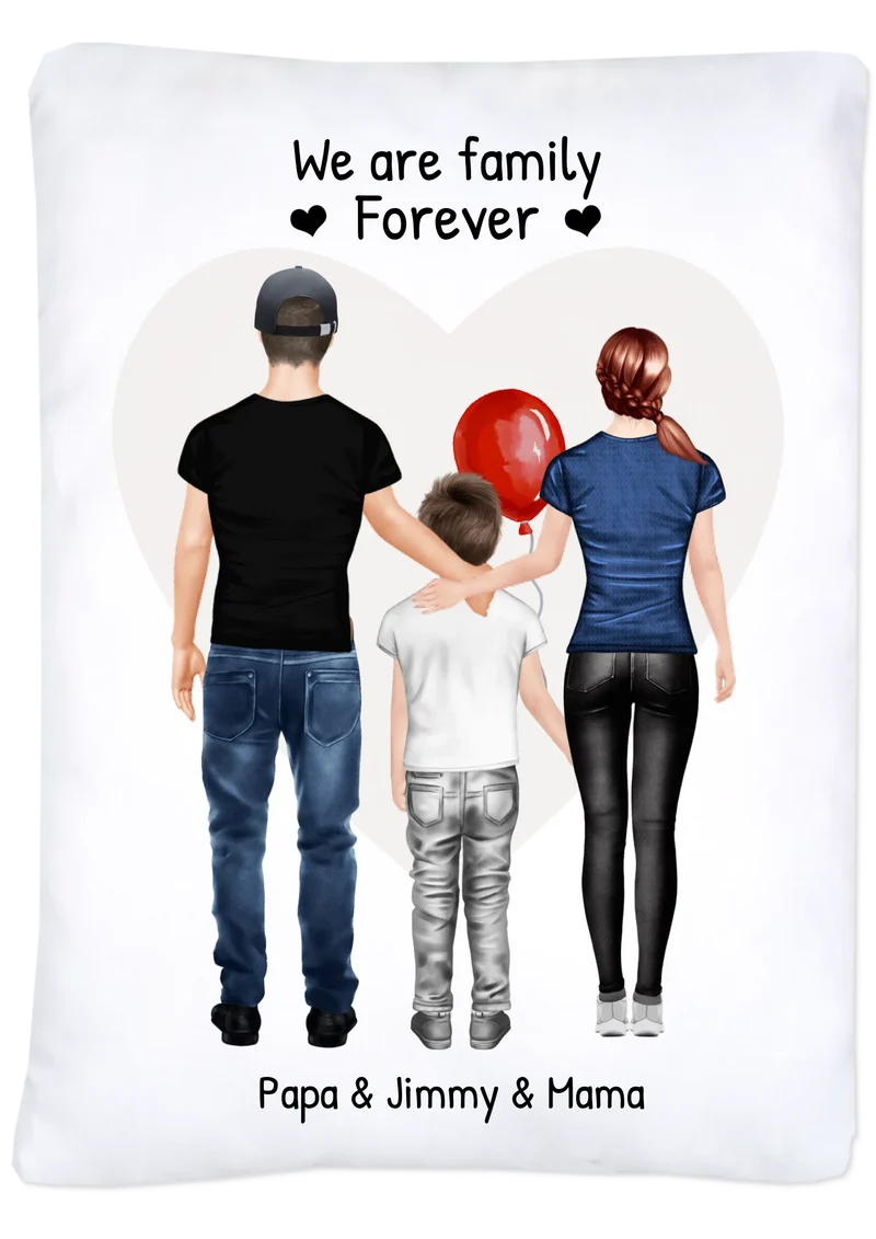 Personalisierte Bettwäsche Familiengeschenk – Mama, Papa & Kind Motiv mit Namen