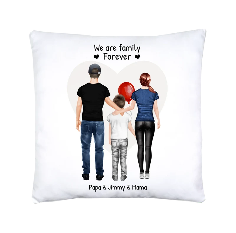Personalisierte Bettwäsche Familiengeschenk – Mama, Papa & Kind Motiv mit Namen