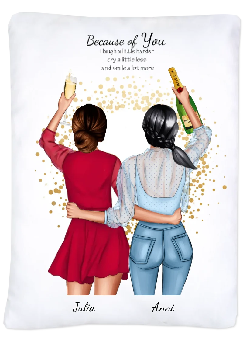 Personalisierte Bettwäsche für 2 Frauen – Pärchen & beste Freundinnen Geschenk mit Namen
