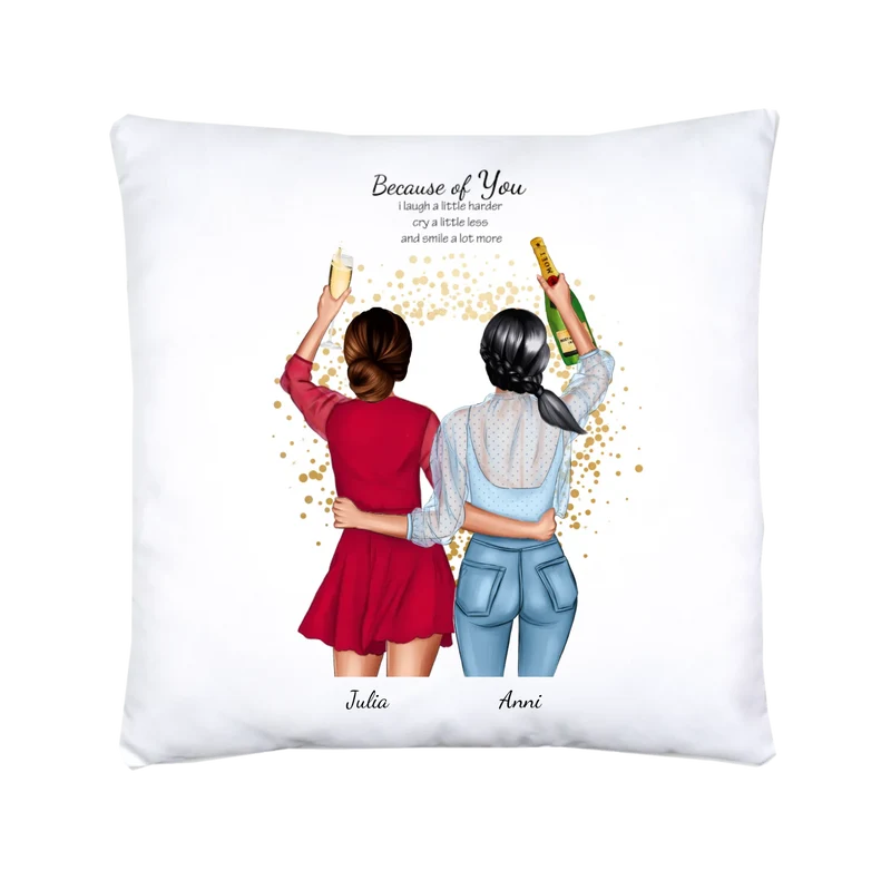Personalisierte Bettwäsche für 2 Frauen – Pärchen & beste Freundinnen Geschenk mit Namen