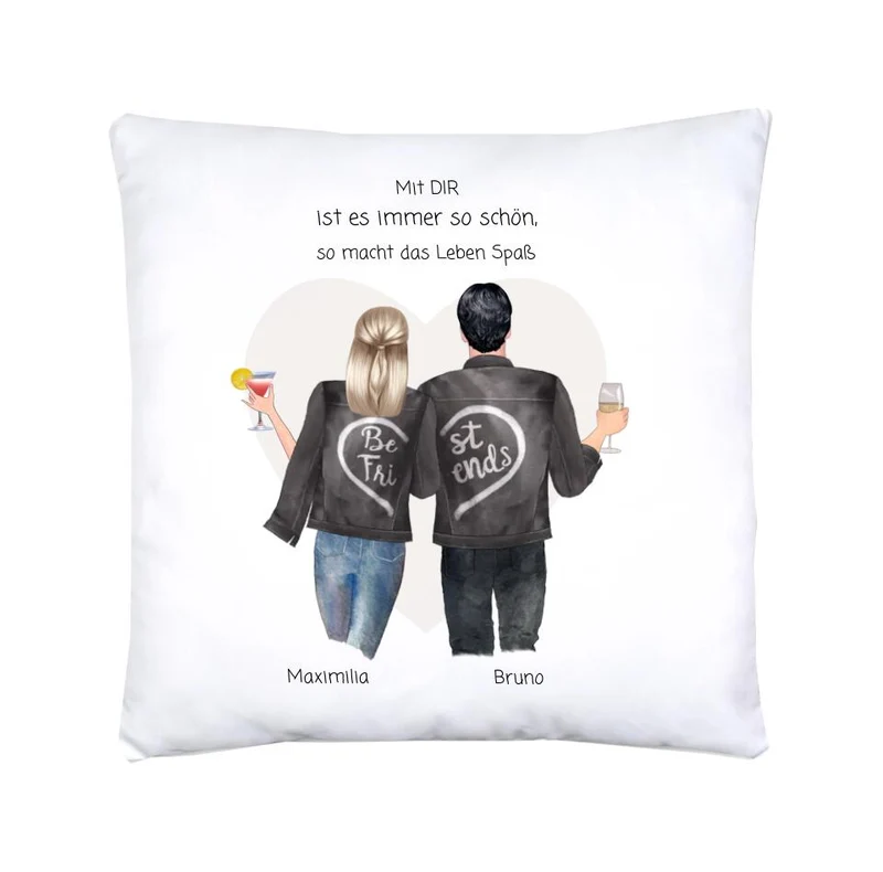 Beste Freunde Geschenk - Personalisierte Bettwäsche für Pärchen, Paare als Geburtstagsgeschenk & Weihnachtsgeschenk