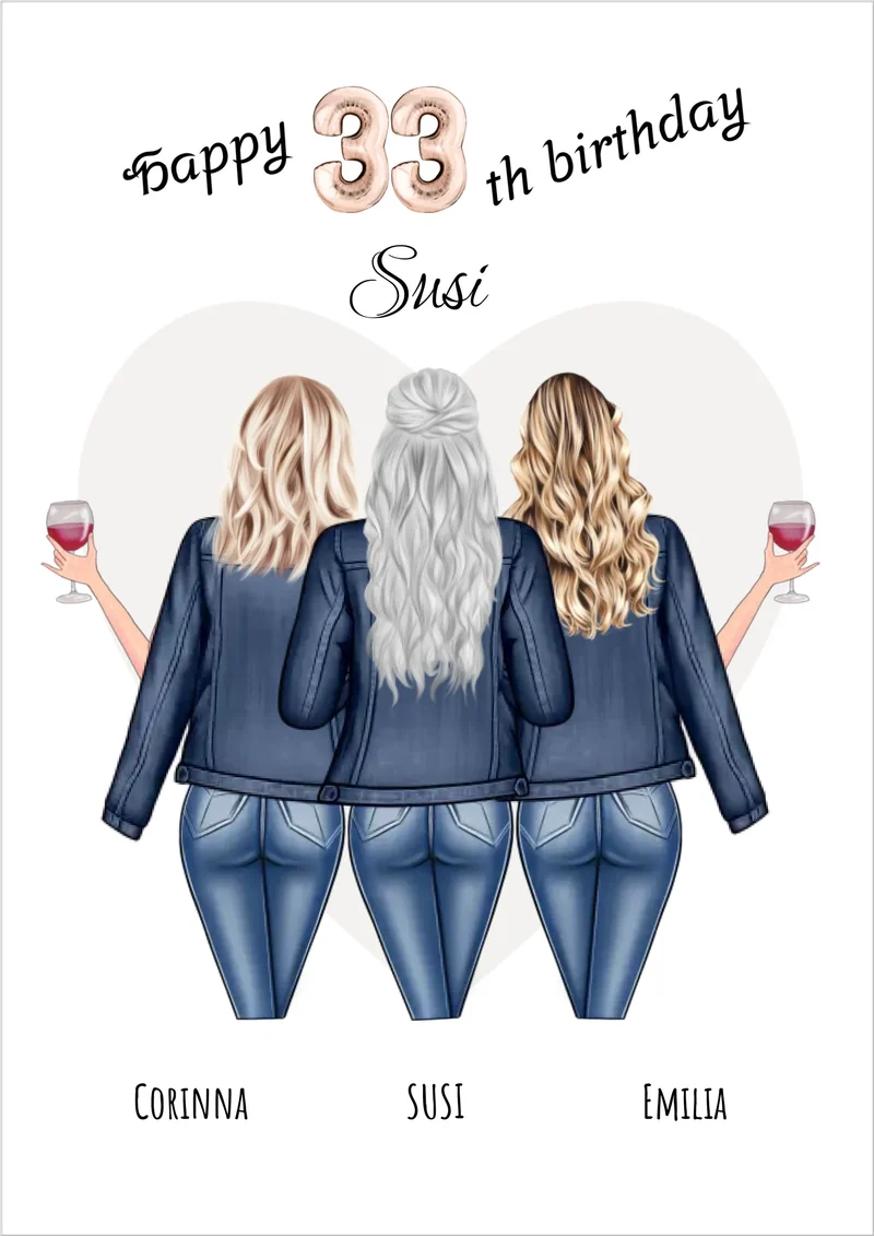 Personalisiertes Geschenk Freundin Geburtstag- Happy Birthday to you - Beste Freundinnen Poster + Geburtstagsbild