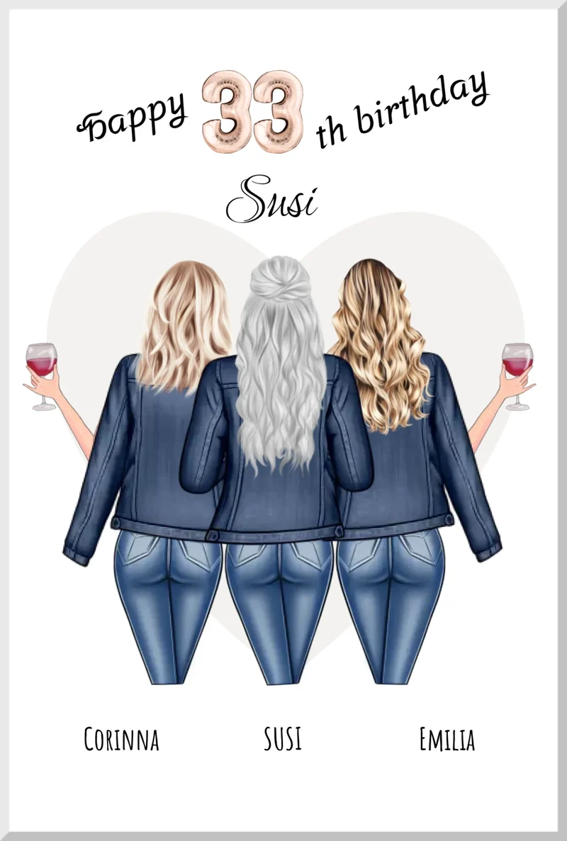 Personalisiertes Geschenk Freundin Geburtstag- Happy Birthday to you - Beste Freundinnen Poster + Geburtstagsbild