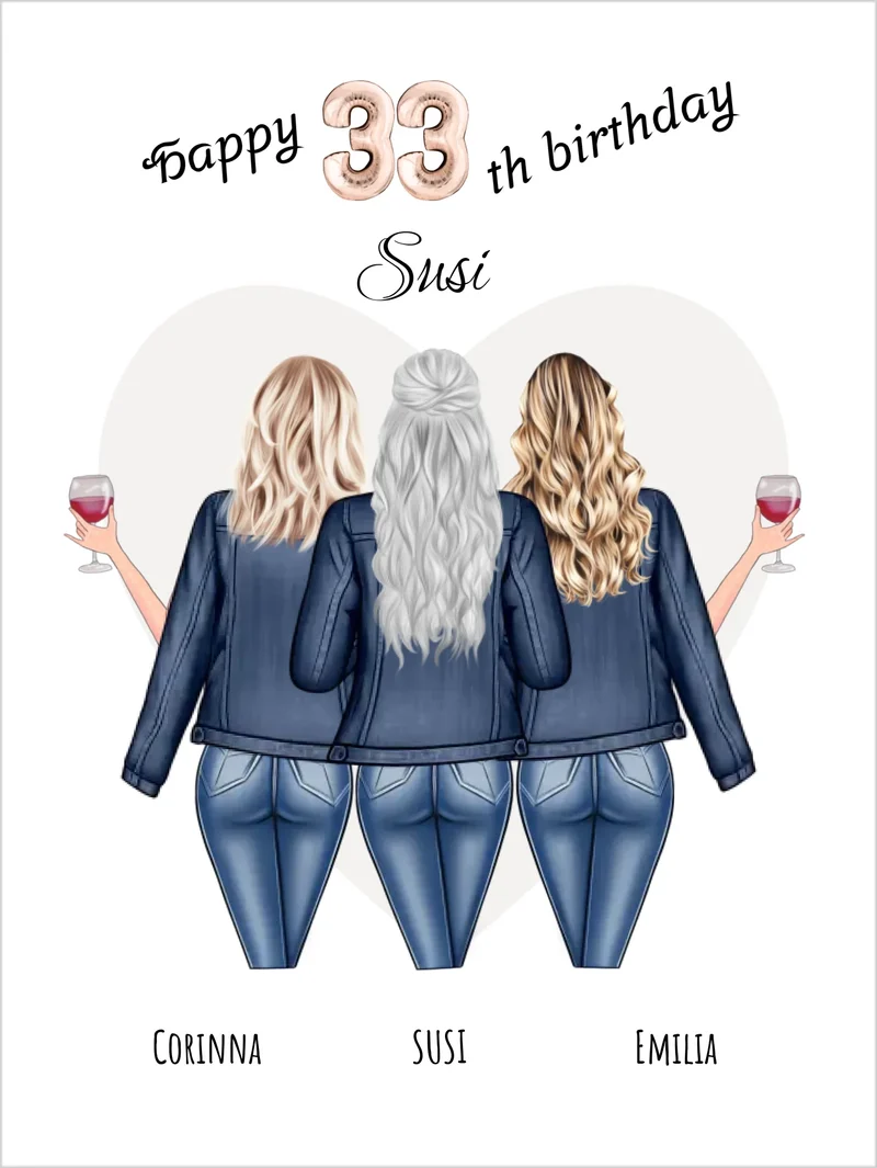Personalisiertes Geschenk Freundin Geburtstag- Happy Birthday to you - Beste Freundinnen Poster + Geburtstagsbild