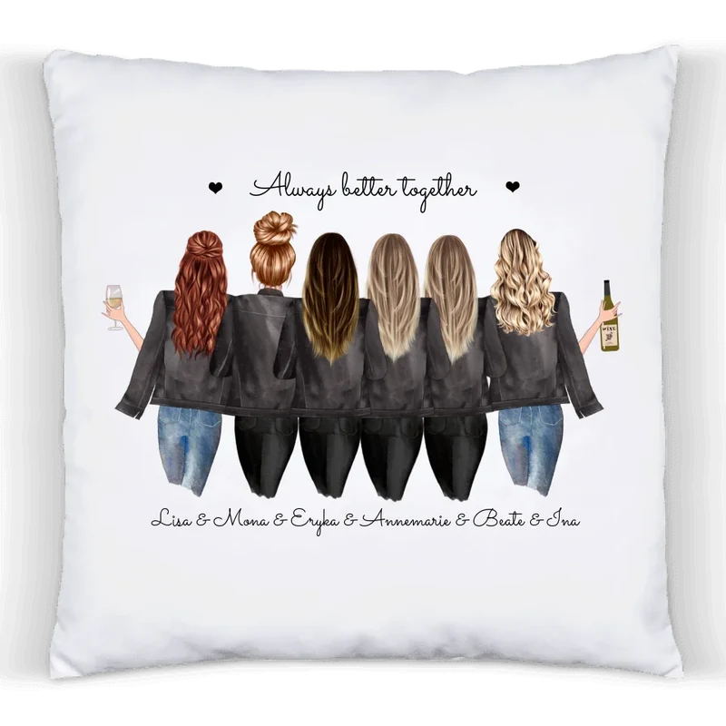 6 Beste Freundinnen Geschenk - Geburtstagsgeschenk Kissen - Personalisiertes Kissen online bestellen