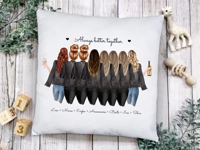 8 Beste Freundinnen Geschenk - Personalisiertes Kissen - Geburtstagsgeschenk