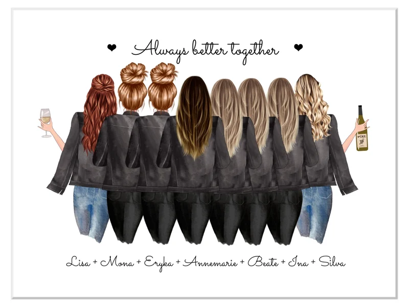 8 Beste Freundinnen Poster Geschenk personalisiert - Geburtstagsgeschenk Freundin Bild