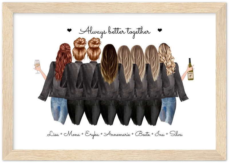 8 Beste Freundinnen Poster Geschenk personalisiert - Geburtstagsgeschenk Freundin Bild