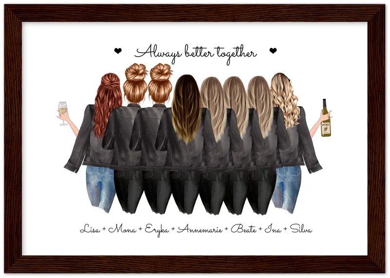 8 Beste Freundinnen Poster Geschenk personalisiert - Geburtstagsgeschenk Freundin Bild