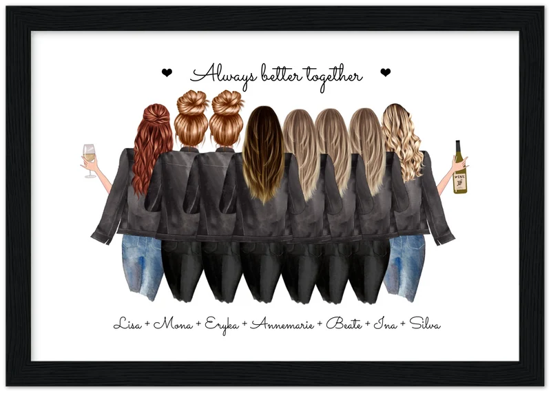 8 Beste Freundinnen Poster Geschenk personalisiert - Geburtstagsgeschenk Freundin Bild