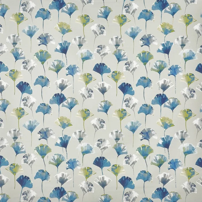Baumwollstoff Ginkgo - blau