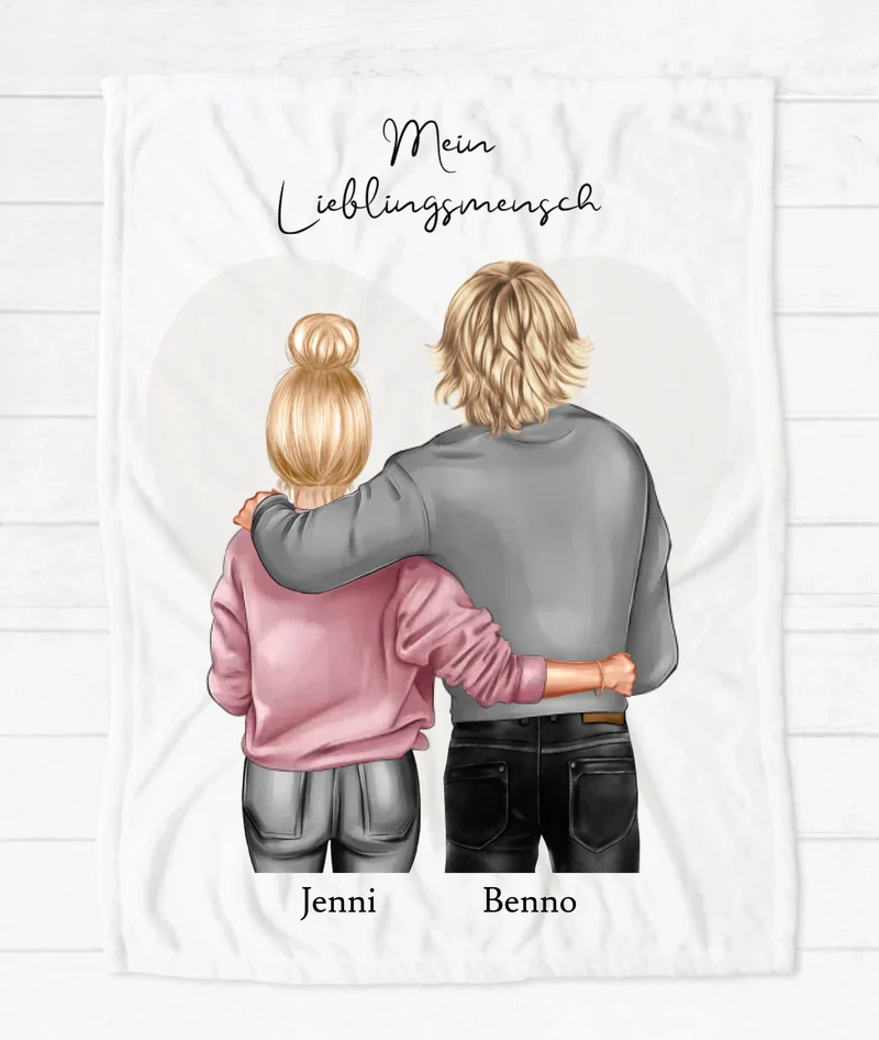 Kuscheldecke personalisiert für Paare – Geschenkidee mit Namen & Motiv - Partnerschaftsgeschenk