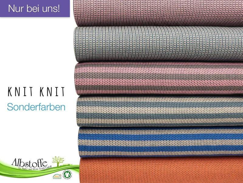 Reststück 63cm - Jacquardjersey Knit Knit Stripes rosa-griglio londra