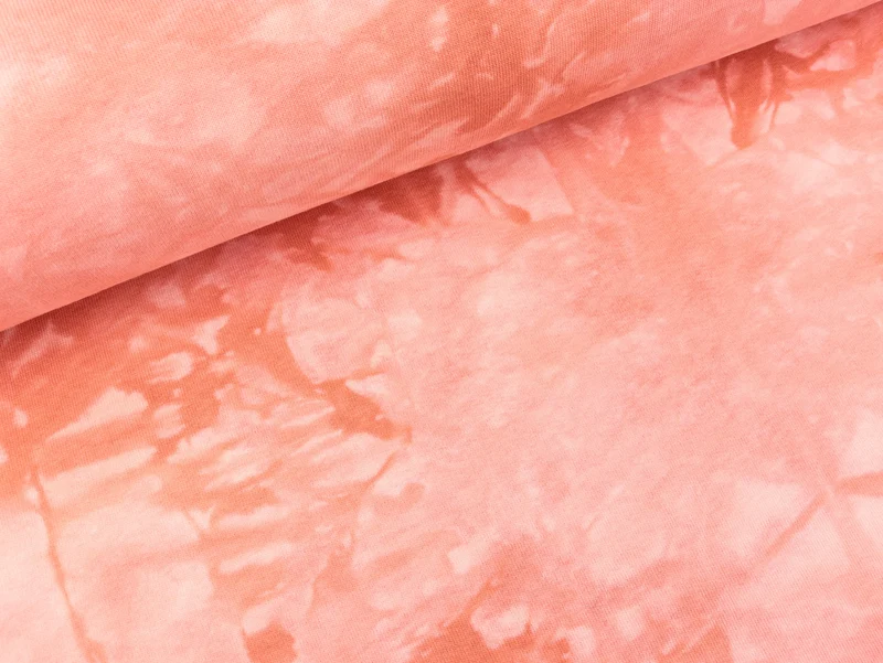 Reststück 98cm - Baumwollsweat Tie and Dye Batikoptik dusty rose