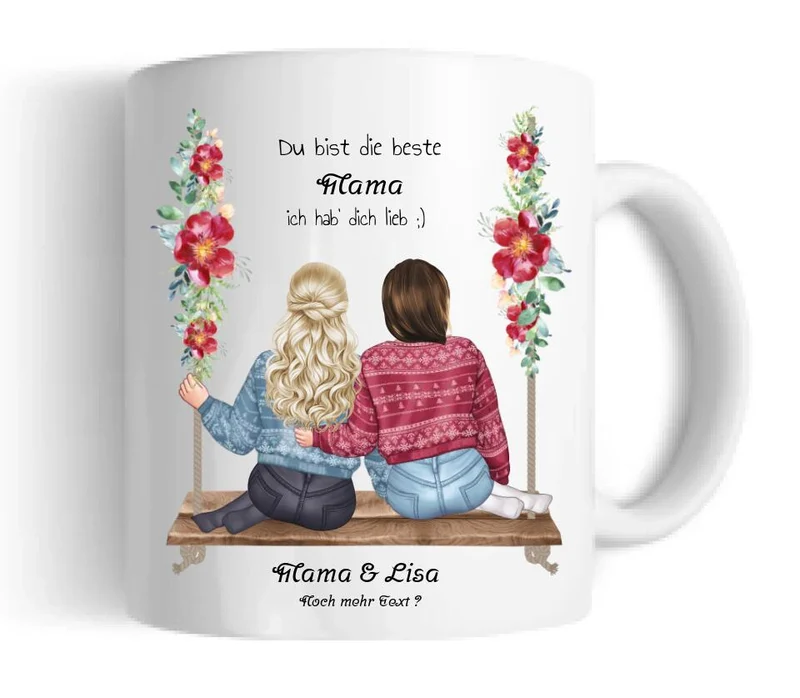 Mutter-Tochter Geschenk - personalisierte Tasse mit Bild & Name - Geburtstag Mama
