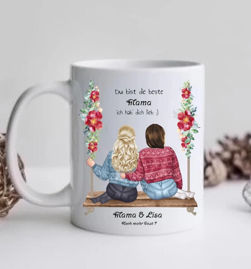 Mutter-Tochter Geschenk - personalisierte Tasse mit Bild & Name - Geburtstag Mama