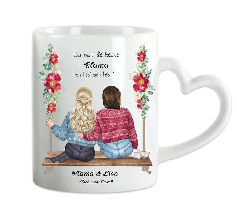 Mutter-Tochter Geschenk - personalisierte Tasse mit Bild & Name - Geburtstag Mama