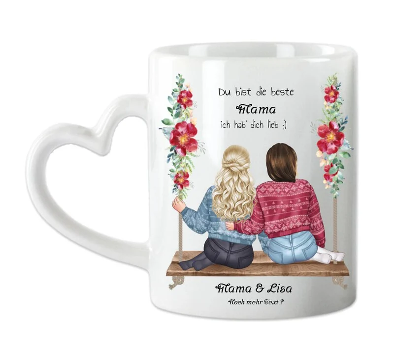 Mutter-Tochter Geschenk - personalisierte Tasse mit Bild & Name - Geburtstag Mama