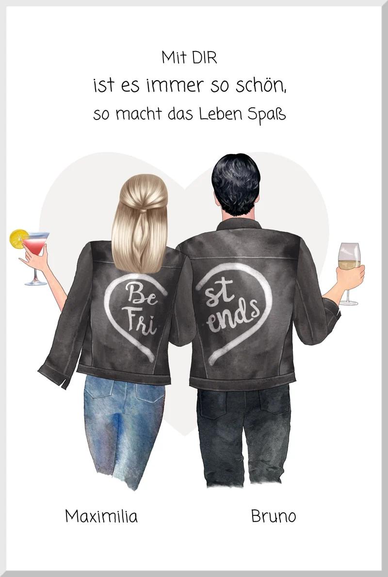 Personalisiertes Paar-Poster – Partnerbild mit Spruch als Geschenk für Freundin oder Freund