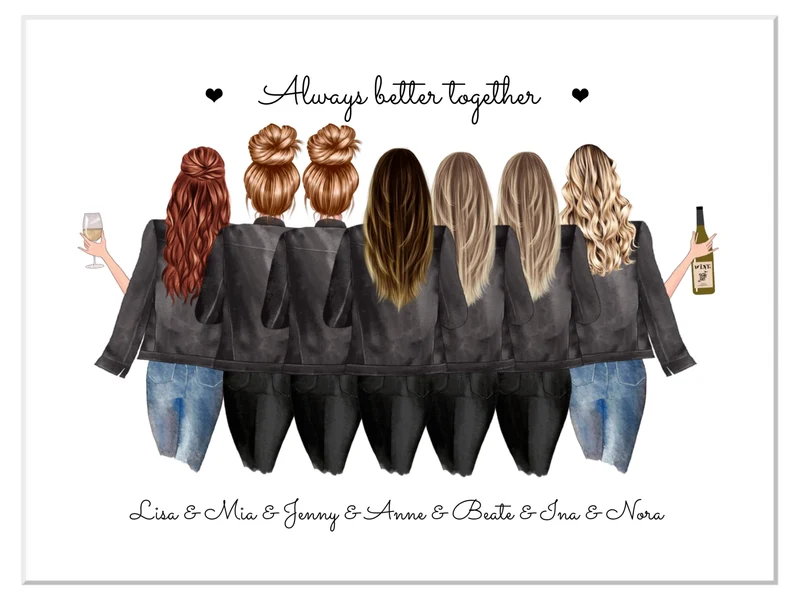 7 beste Freundinnen Poster Geschenk personalisiert - Beste Freundin Bild Geburtstagsgeschenk & Weihnachtsgeschenk