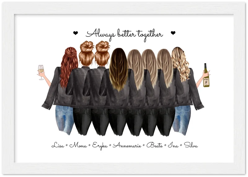 8 Beste Freundinnen Poster Geschenk personalisiert - Geschenkidee Freundin Bild