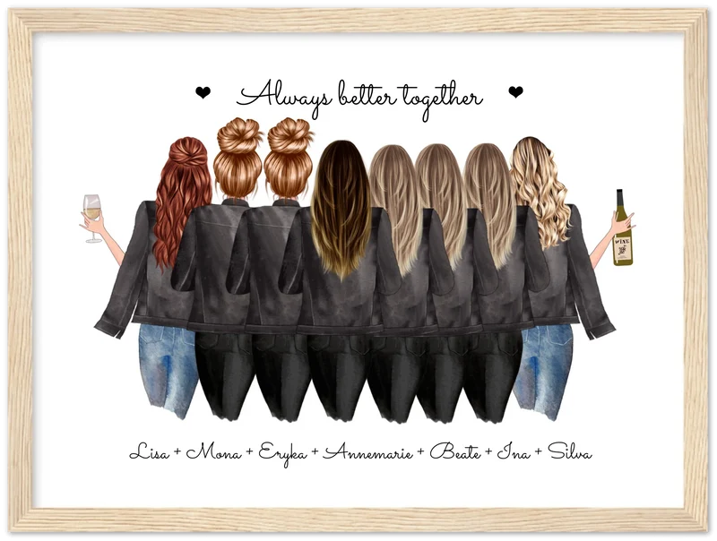 8 Beste Freundinnen Poster Geschenk personalisiert - Geschenkidee Freundin Bild