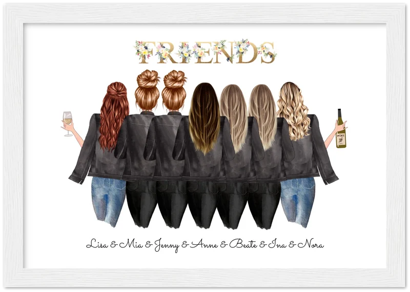 7 Beste Freundinnen Poster personalisiertes Geburtstagsgeschenk - Freundin Bild Geschenk Geburtstag
