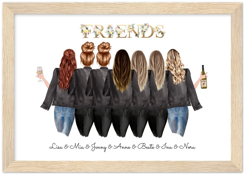 7 Beste Freundinnen Poster personalisiertes Geburtstagsgeschenk - Freundin Bild Geschenk Geburtstag