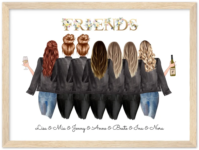 7 Beste Freundinnen Poster personalisiertes Geburtstagsgeschenk - Freundin Bild Geschenk Geburtstag